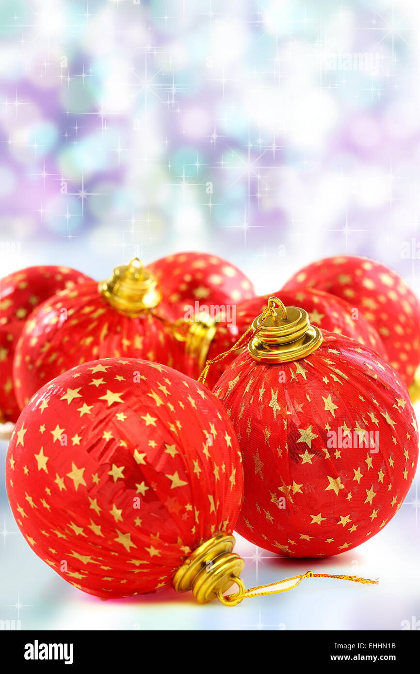 Christmas card with red balls. Stock Photo