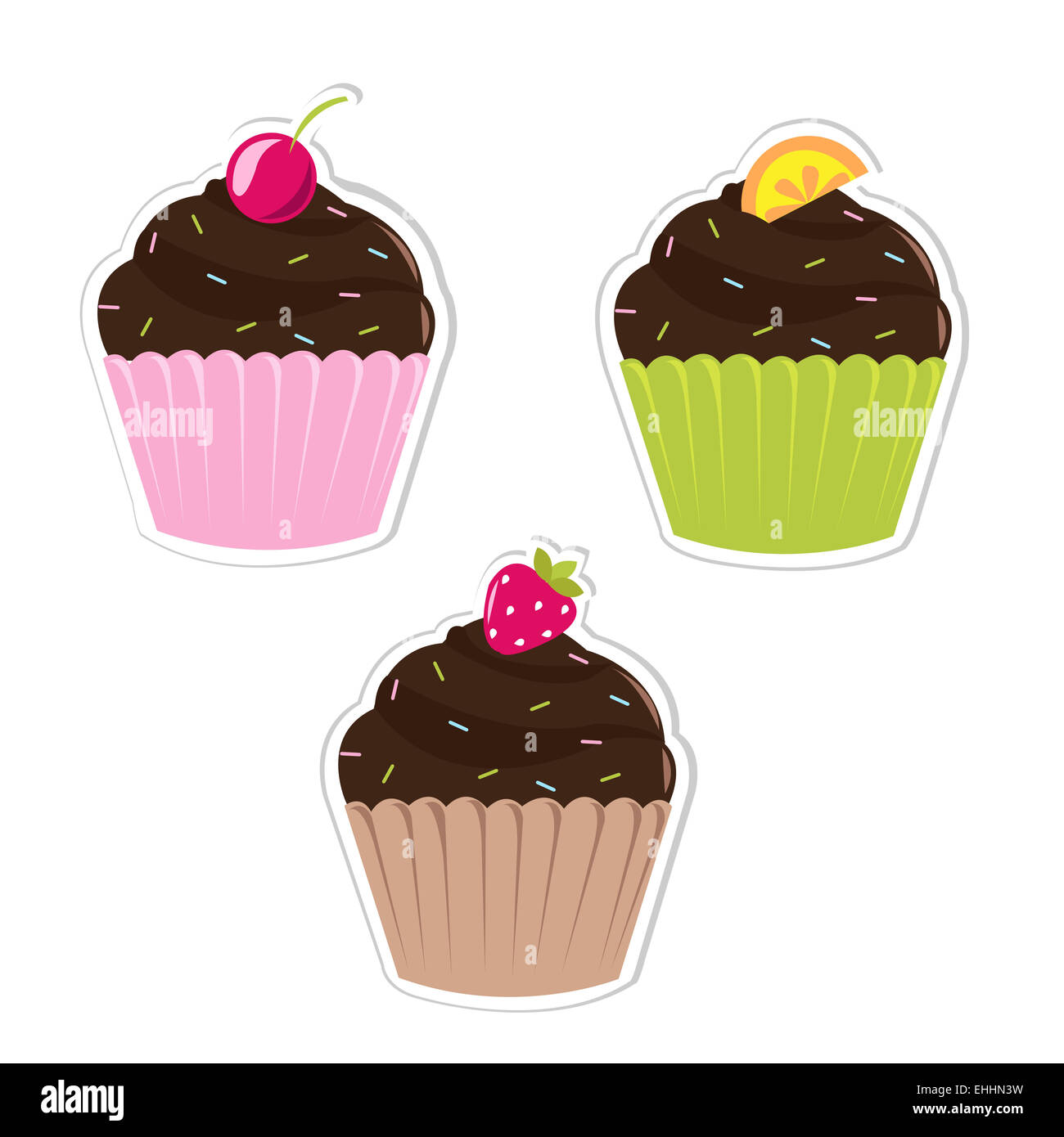 Set Cupcakes Labels Stock Photo - Alamy