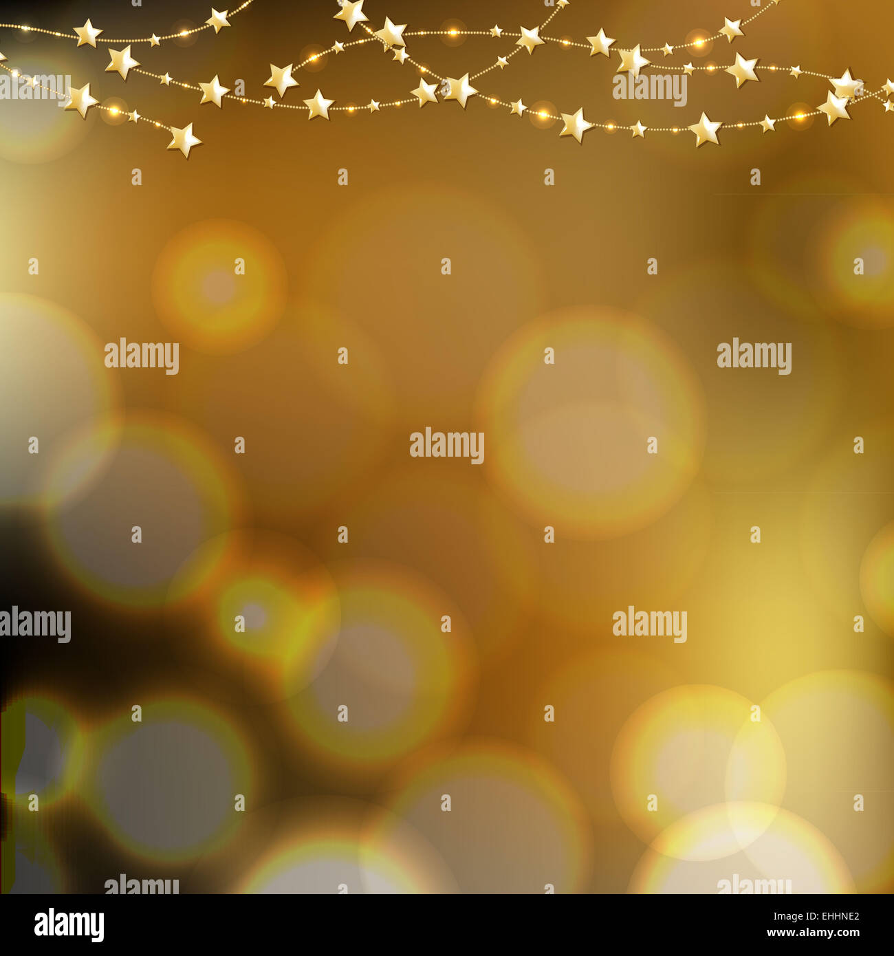 Golden Stars With Bokeh Background Stock Photo - Alamy