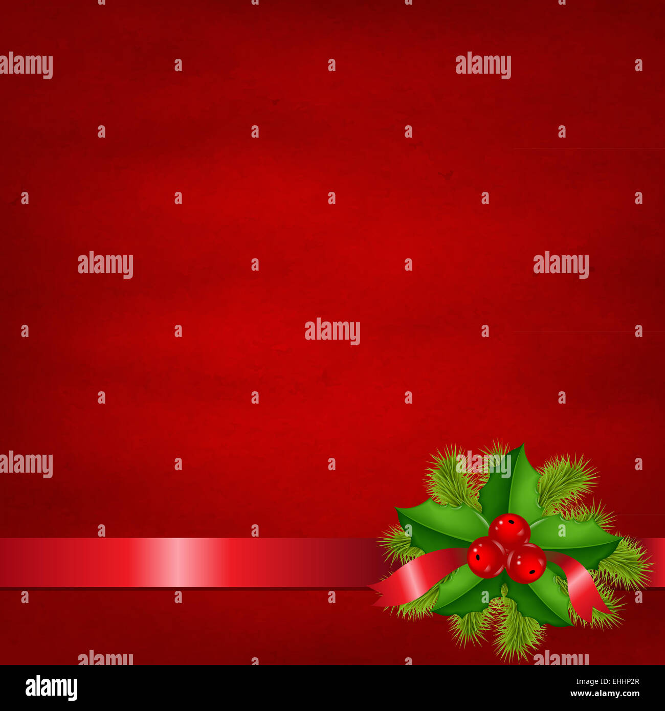 Holly Berry With Red Background Stock Photo - Alamy