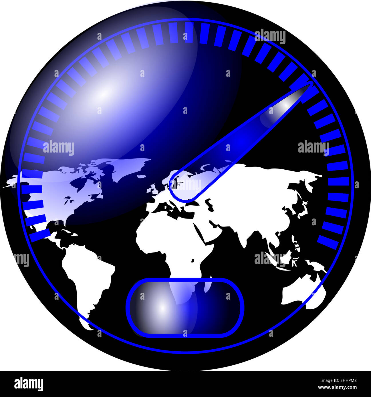 speedometer with a map of the world Stock Photo Alamy