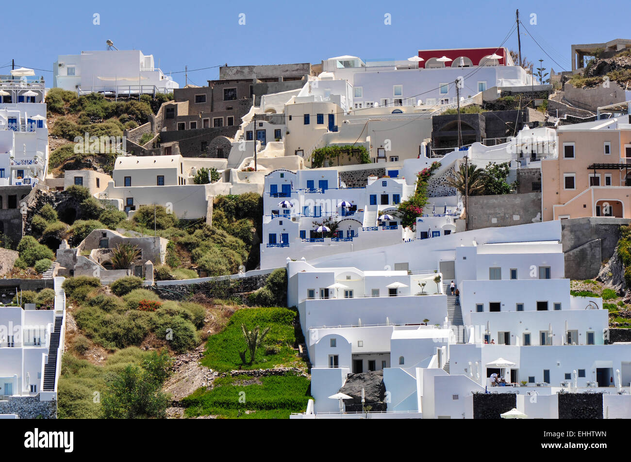 Thira town, most popular island of Aegean Sea, Greece Stock Photo