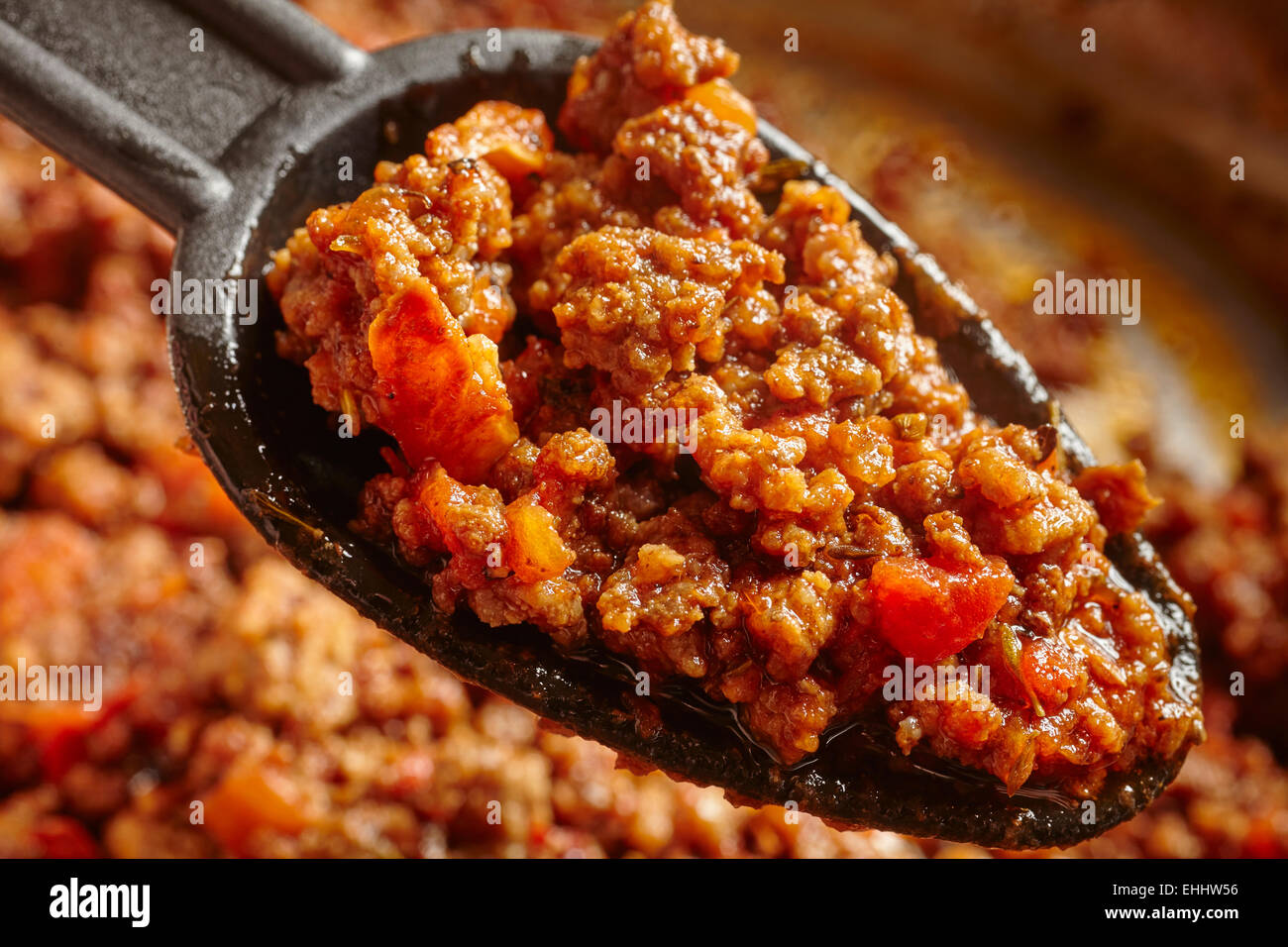 A Northern Italian style pasta sauce with ground (minced) beef and a bit of tomato. Traditional recipe from Piemonte. Stock Photo