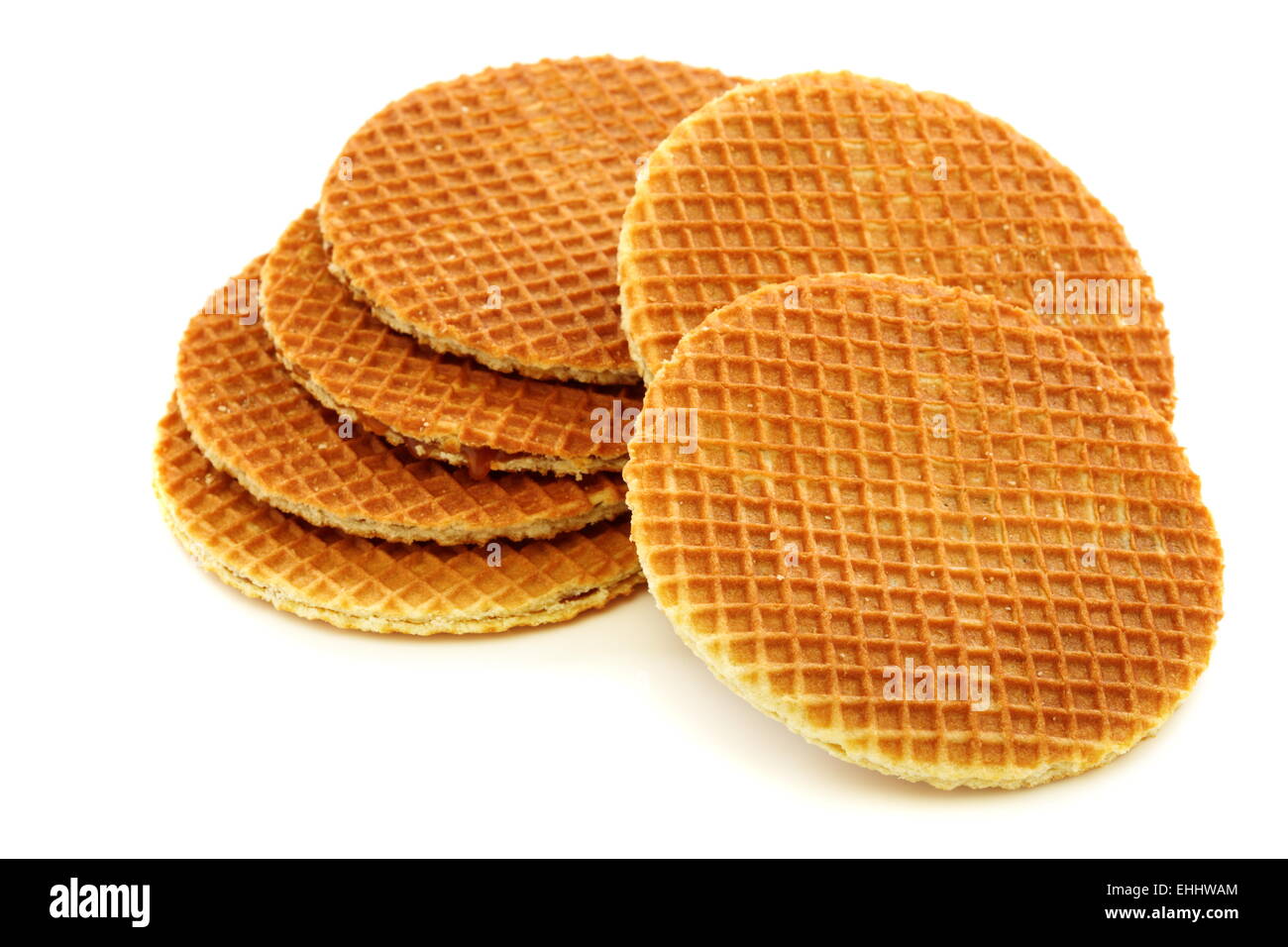Waffles with caramel filling. Stock Photo