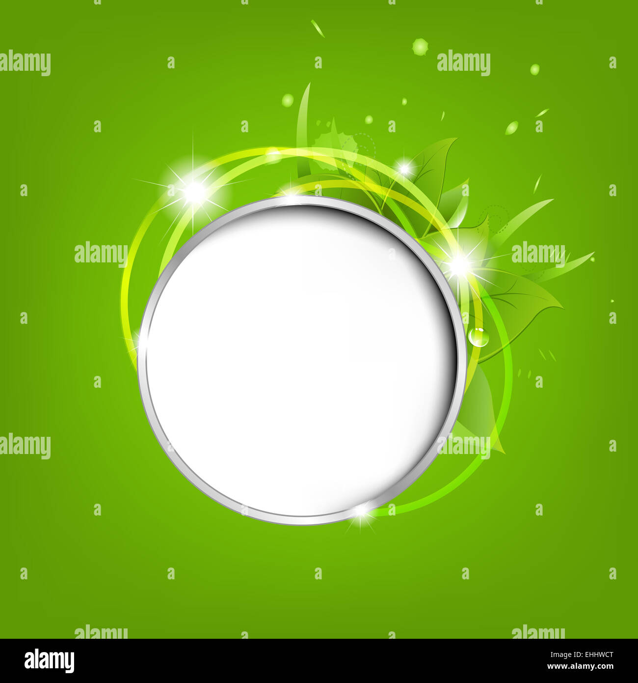 Eco Speech Bubble With Leafs And Stars Stock Photo - Alamy