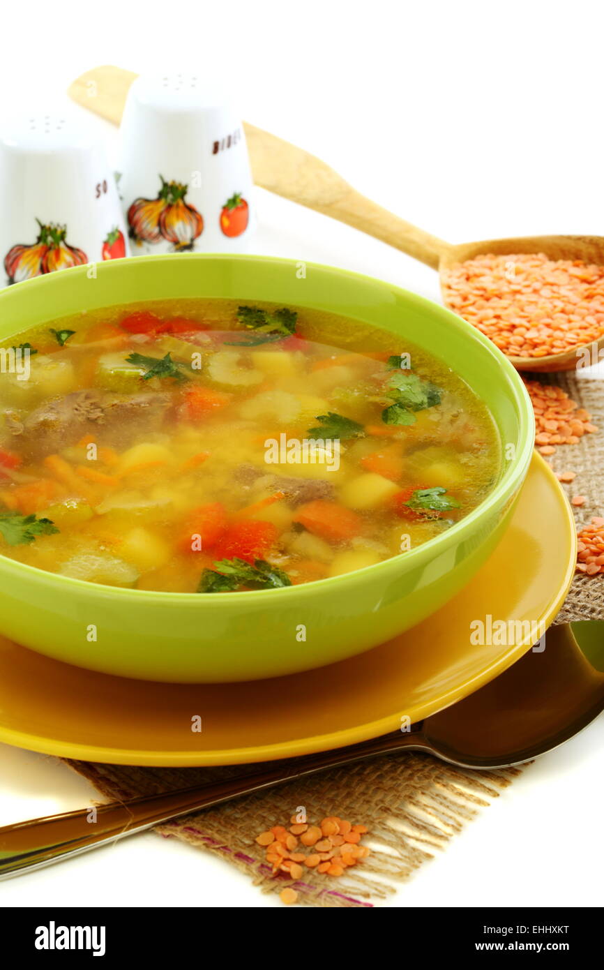 Soup with chicken giblets Stock Photo Alamy