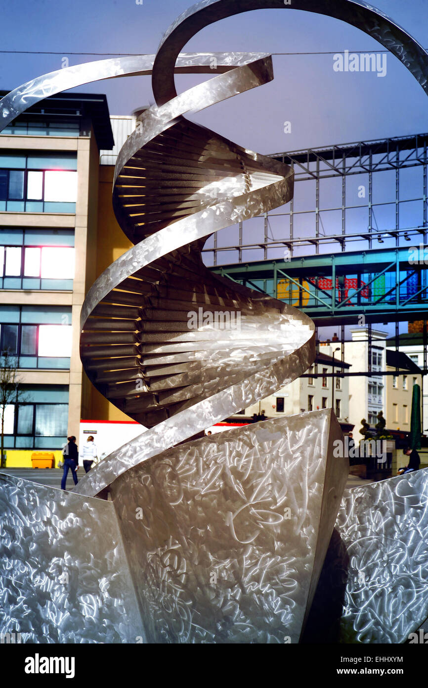 DNA spiral sculpture, Centre for Life, Newcastle upon Tyne Stock Photo
