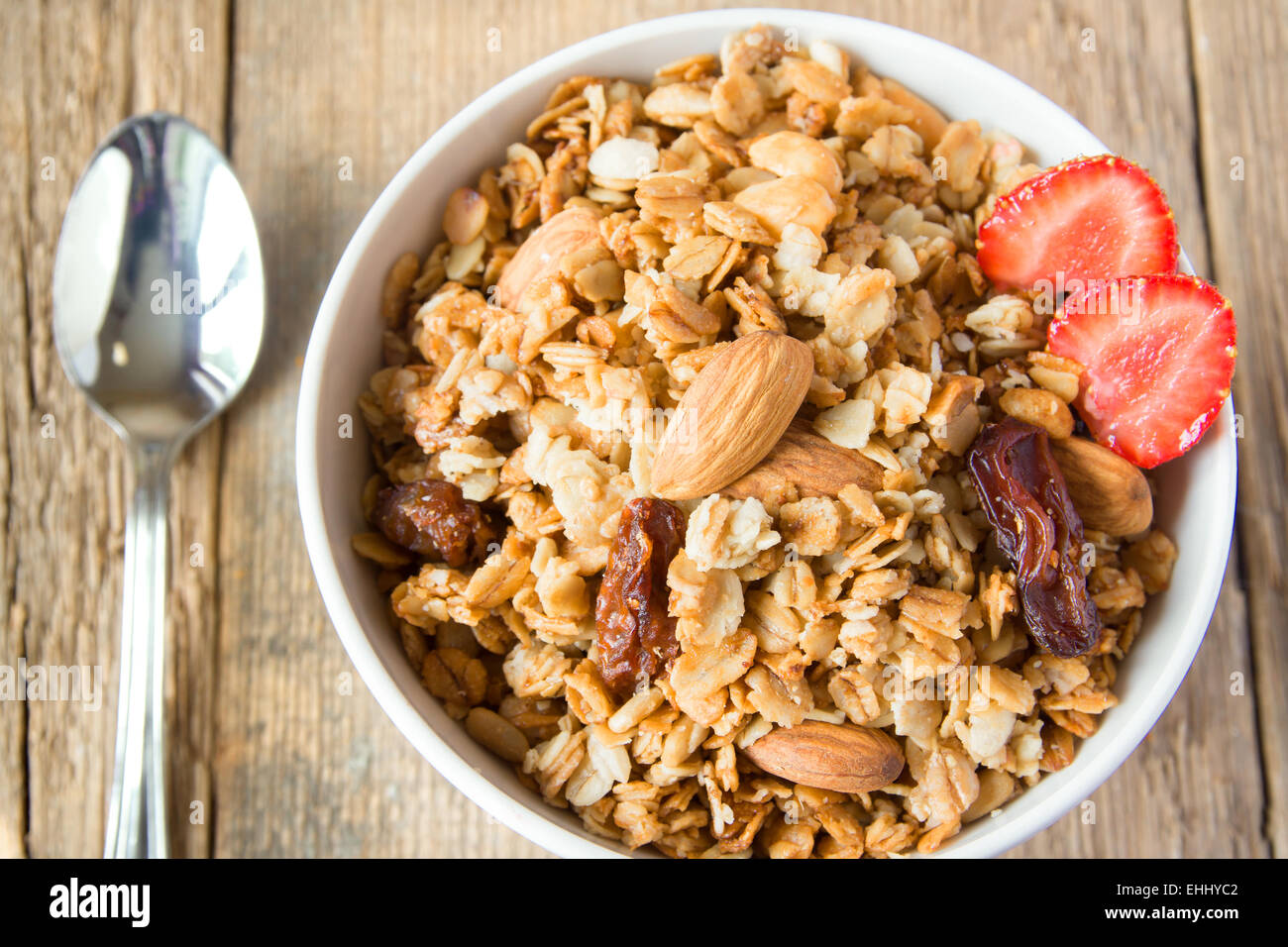 delicious and healthy wholegrain muesli breakfast, with lots of dry