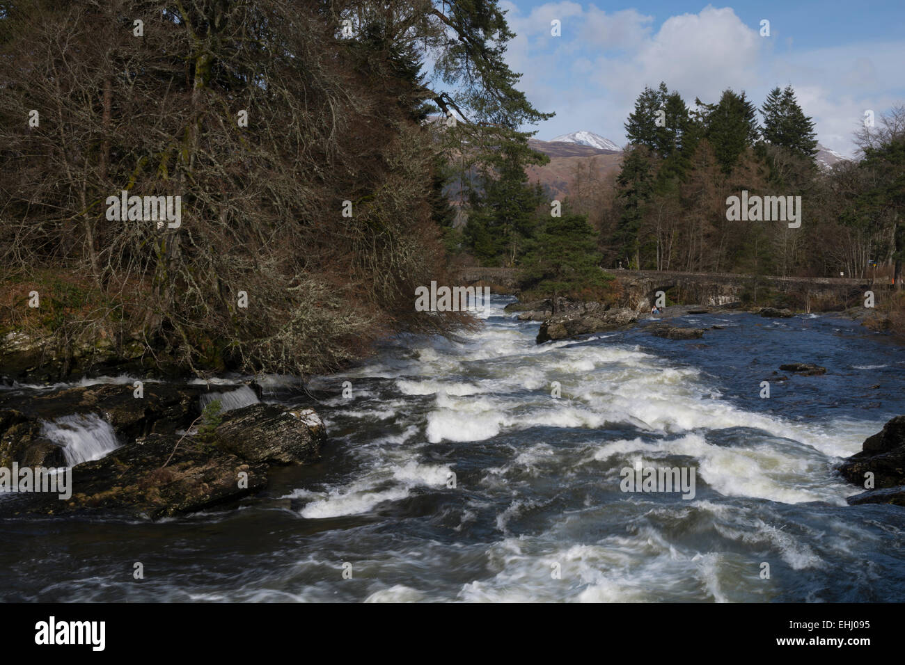 Falls of Dochart in the village of Killin, Scotland, UK Stock Photo