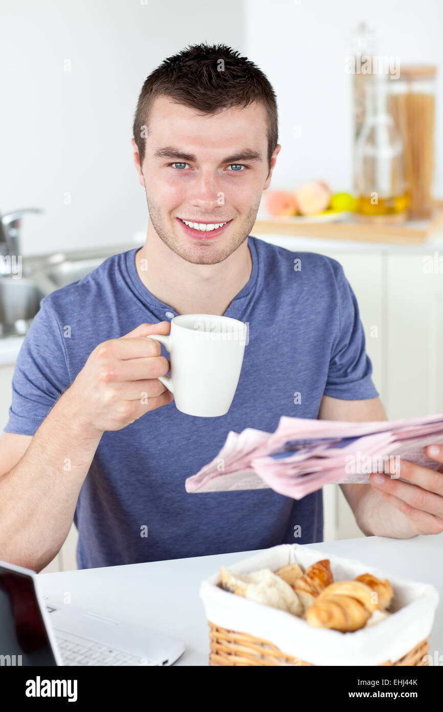 Kind man reading a book Stock Photo