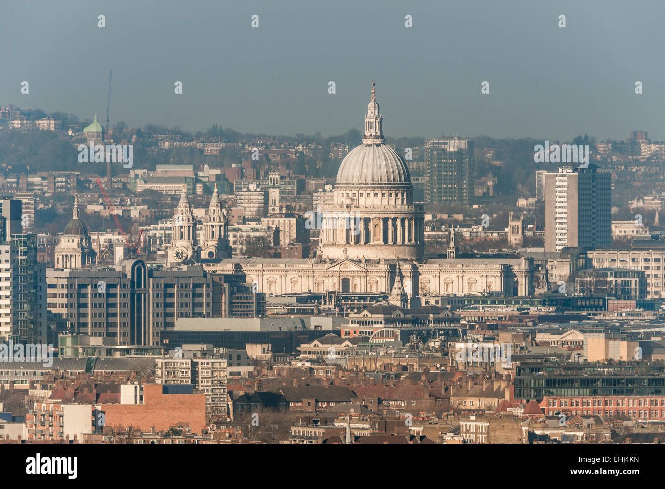 The profile of St Paul's Cathedral and its famous dome viewed across south London, UK Stock Photo