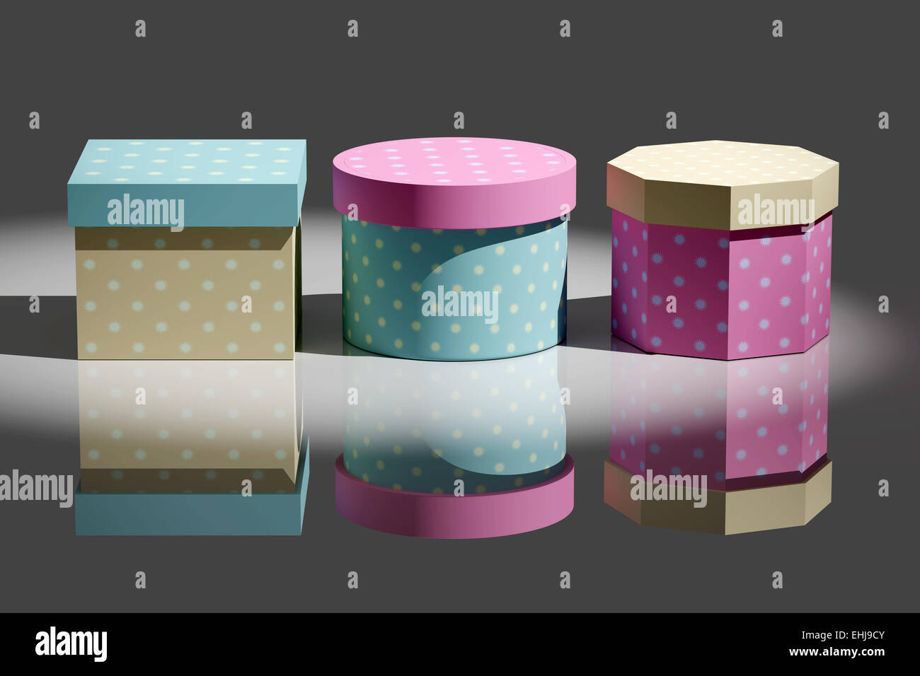 3d rendering of some gift stamped boxes Stock Photo - Alamy
