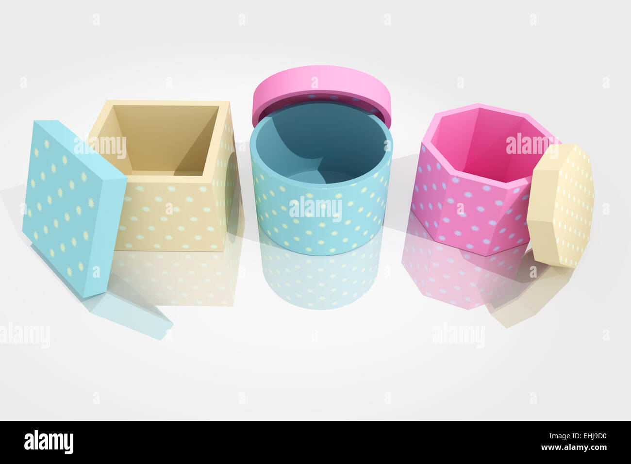 3d rendering of some gift stamped boxes Stock Photo - Alamy