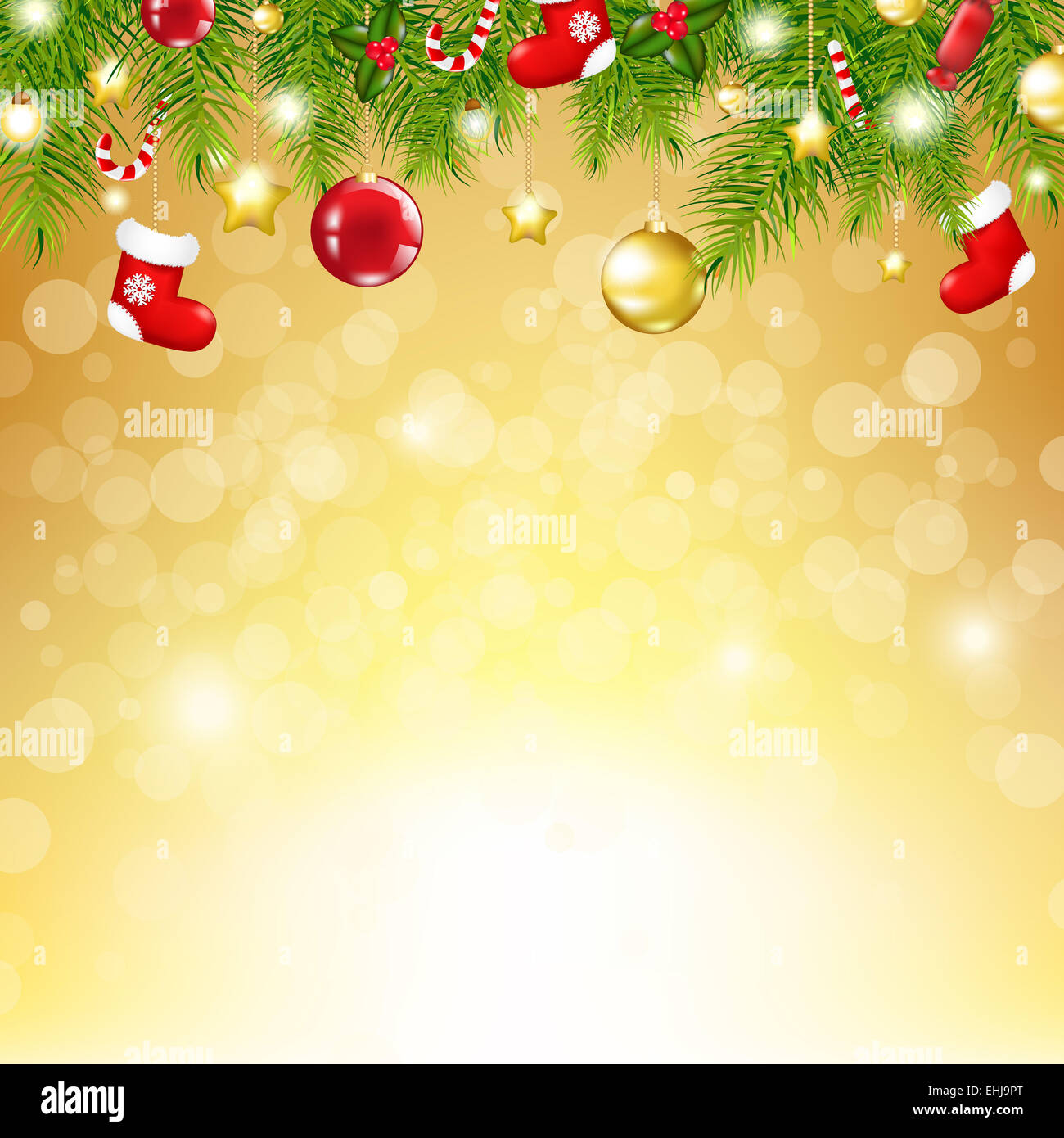 Christmas Gold Background With Bokeh Stock Photo - Alamy