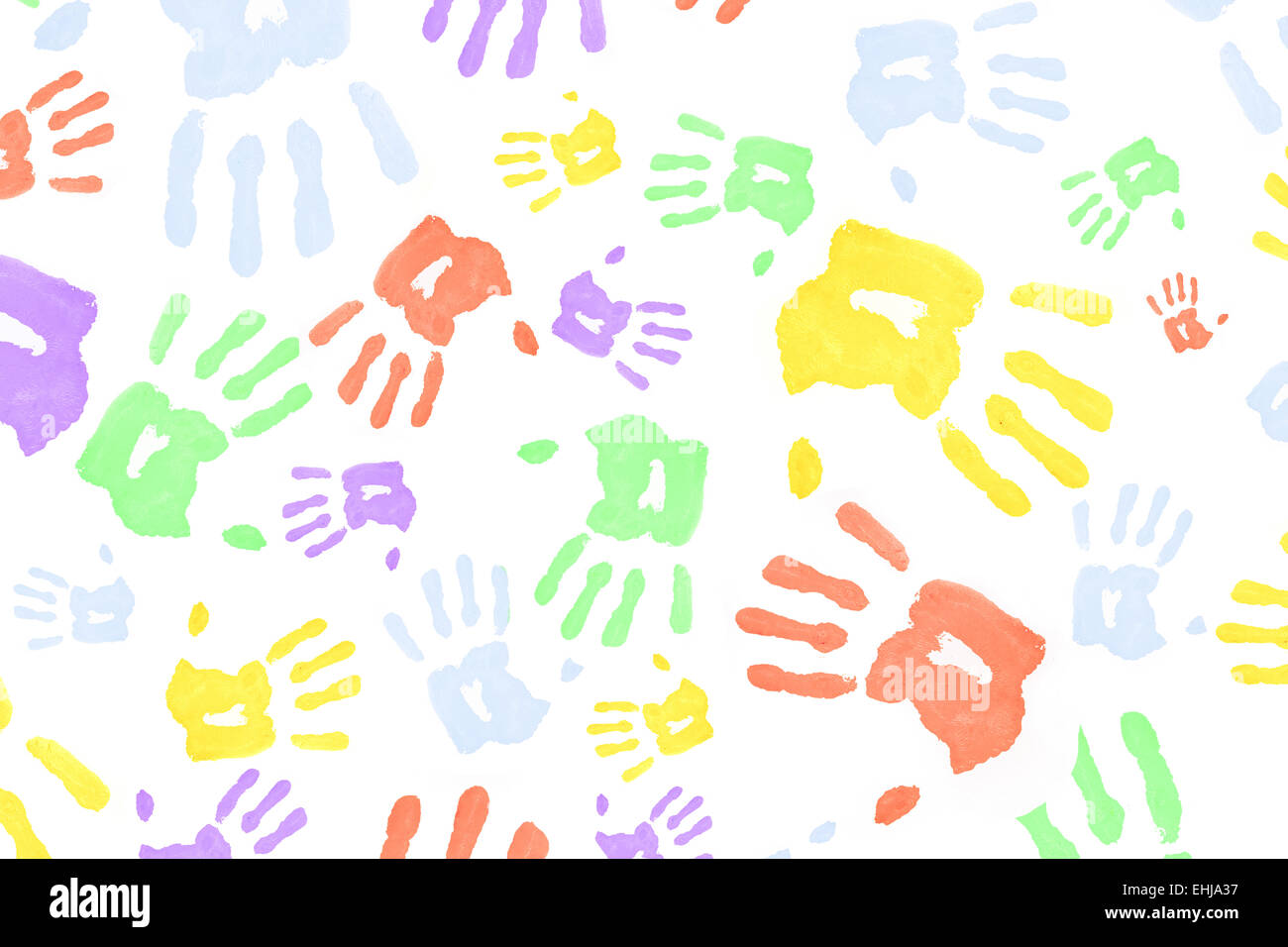 Colour Math Hand Prints Multi colored handprints Stock Photo - Alamy