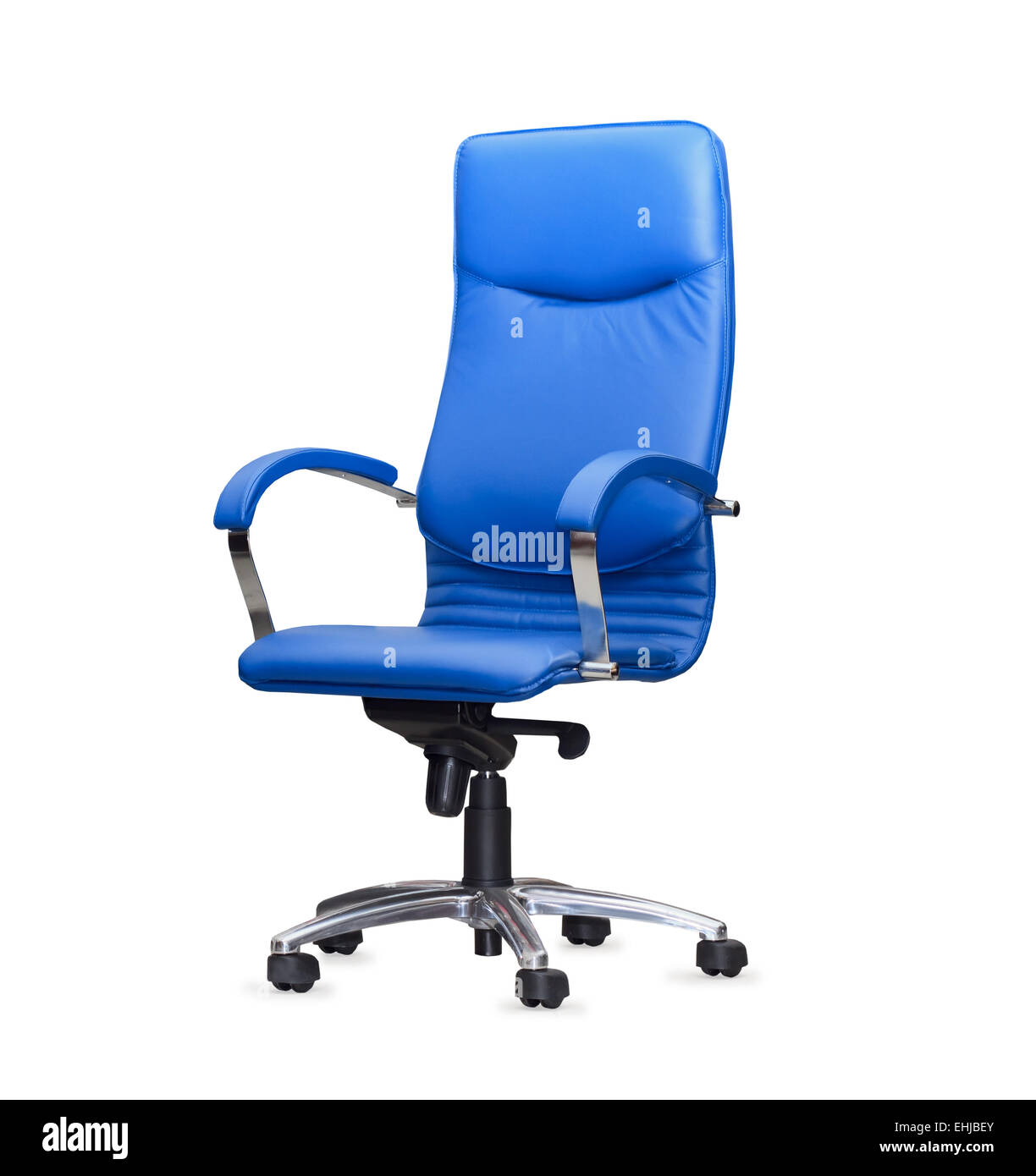 The office chair from bue leather. Isolated Stock Photo