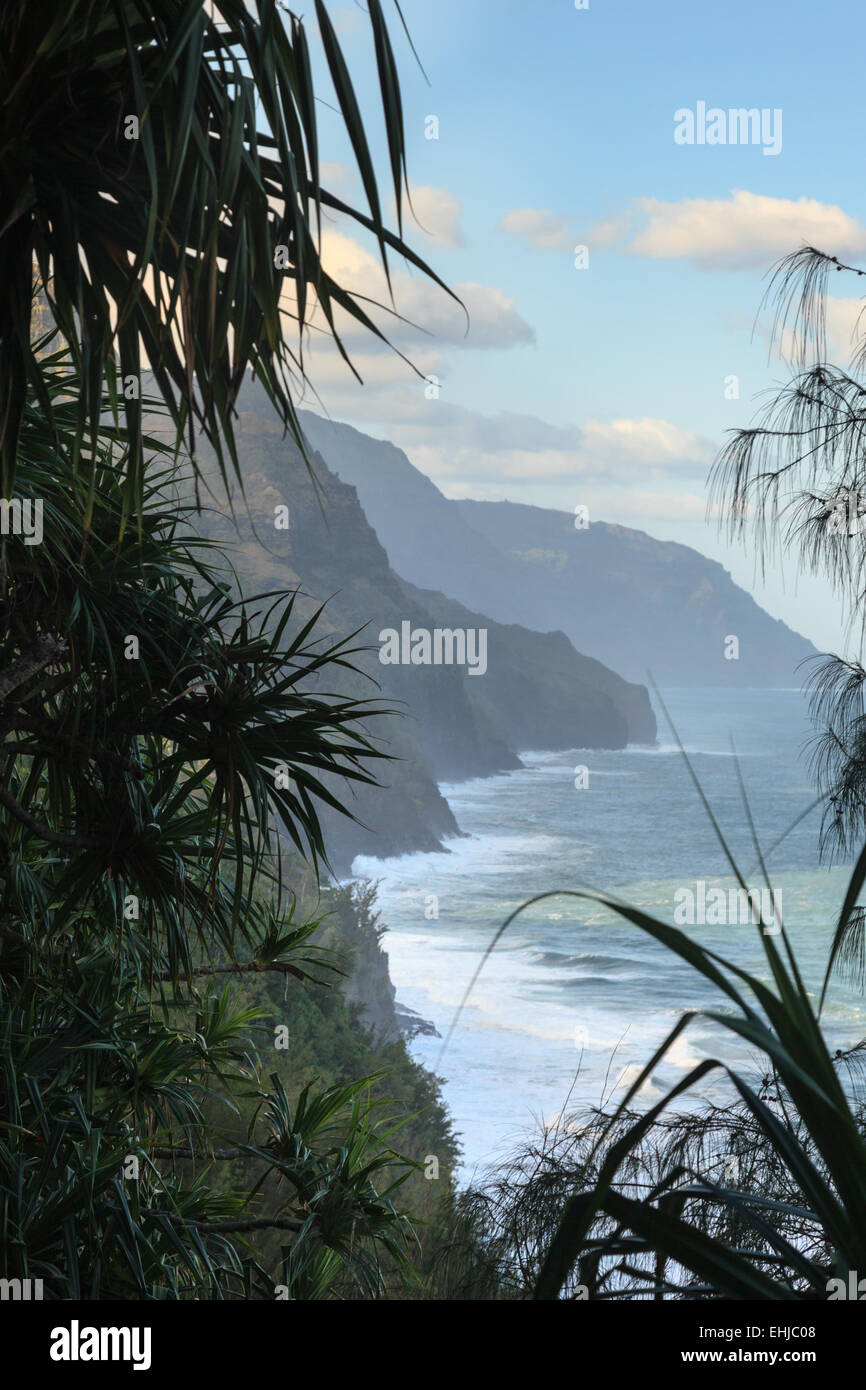 Kalalau Trail Hike, Na Pali Coast, Kauai, Hawaii Stock Photo