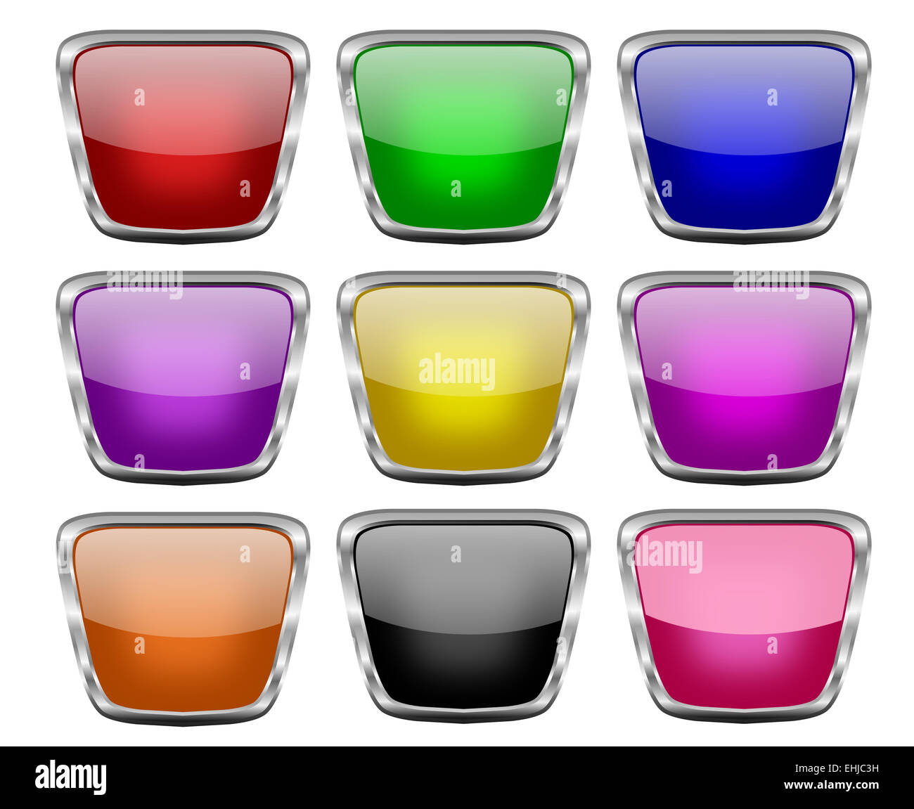 Set of Square Shiny Web Buttons Stock Photo