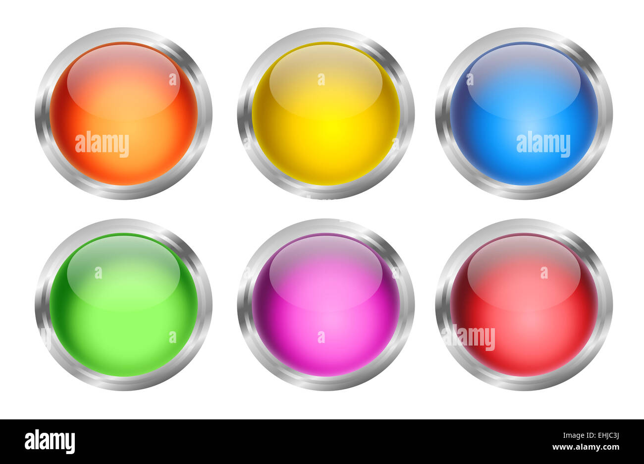 Glowing Round Web Buttons Stock Photo Alamy