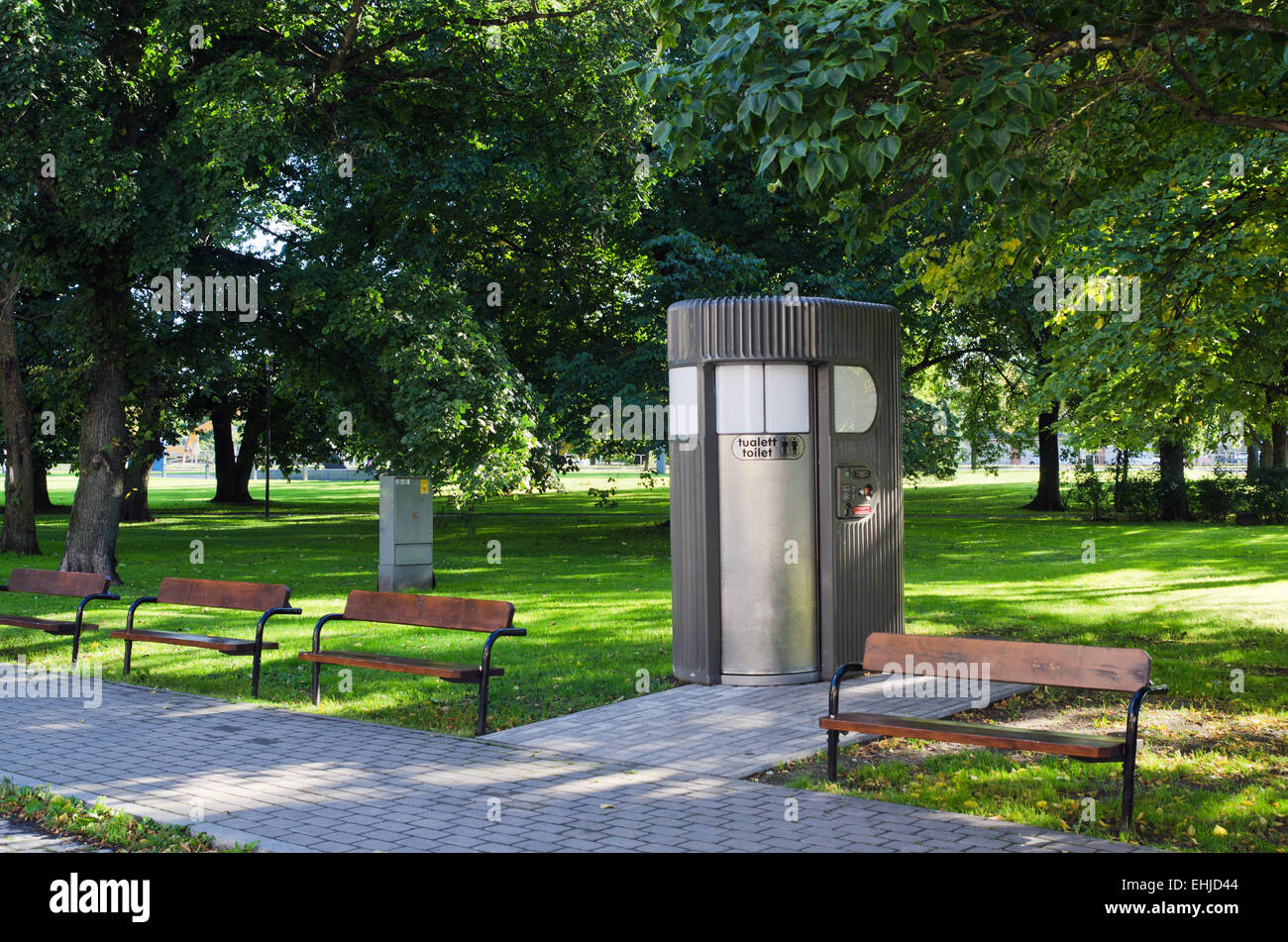 Public toilet in park Stock Photo Alamy