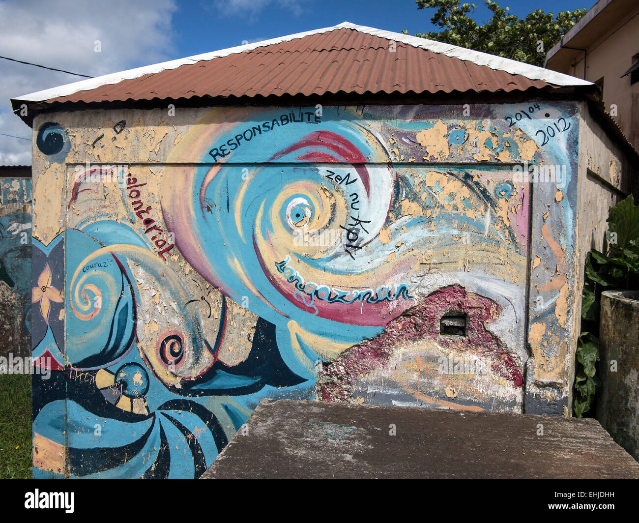 PAINTED WALL, PORT MATHURIN, RODRIGUES ISLAND, MAURITIUS Stock Photo ...