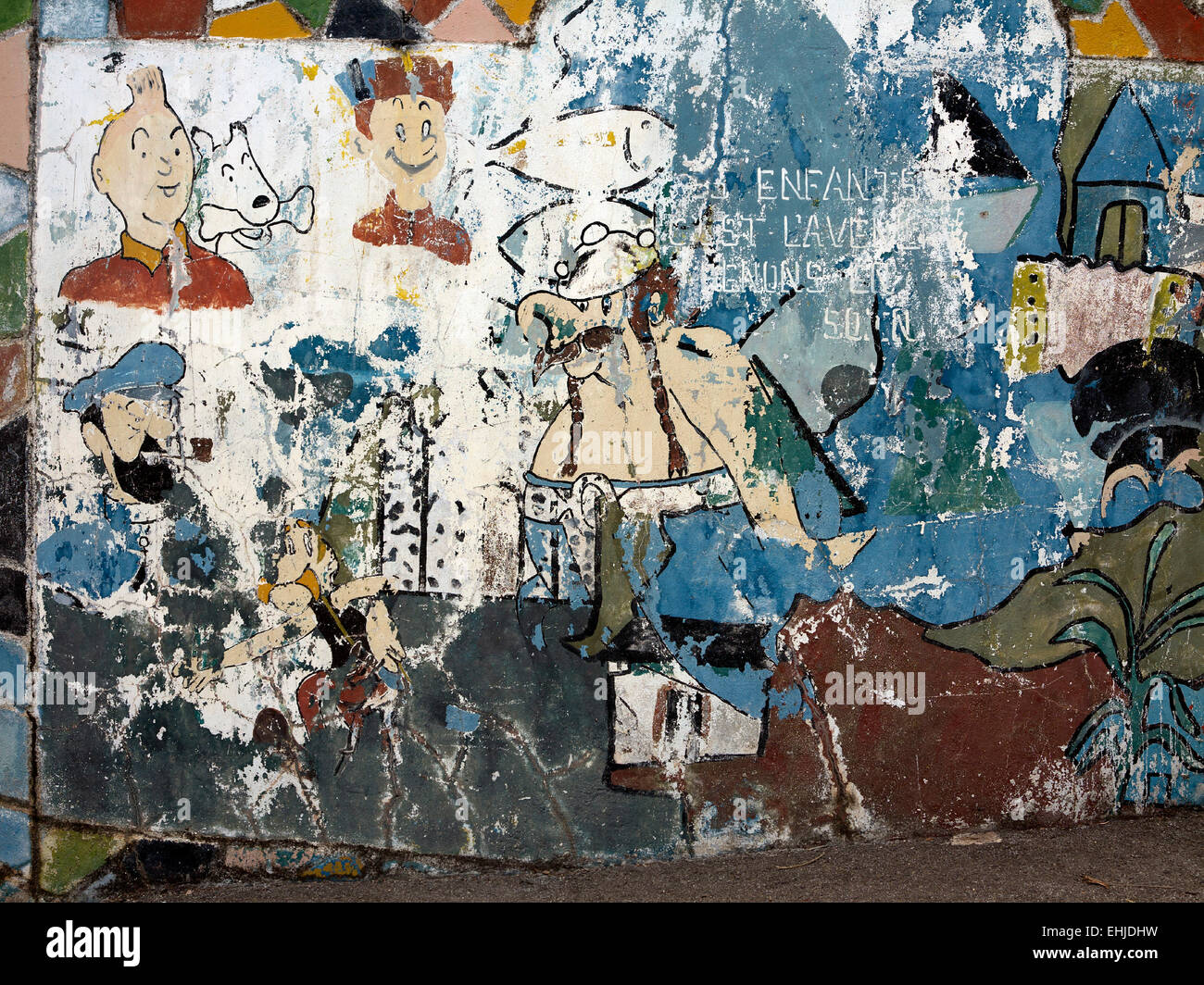 RODRIGUES, ISLAND, PORT MATHURIN, PAINTED WALL, MAURITIUS Stock Photo ...