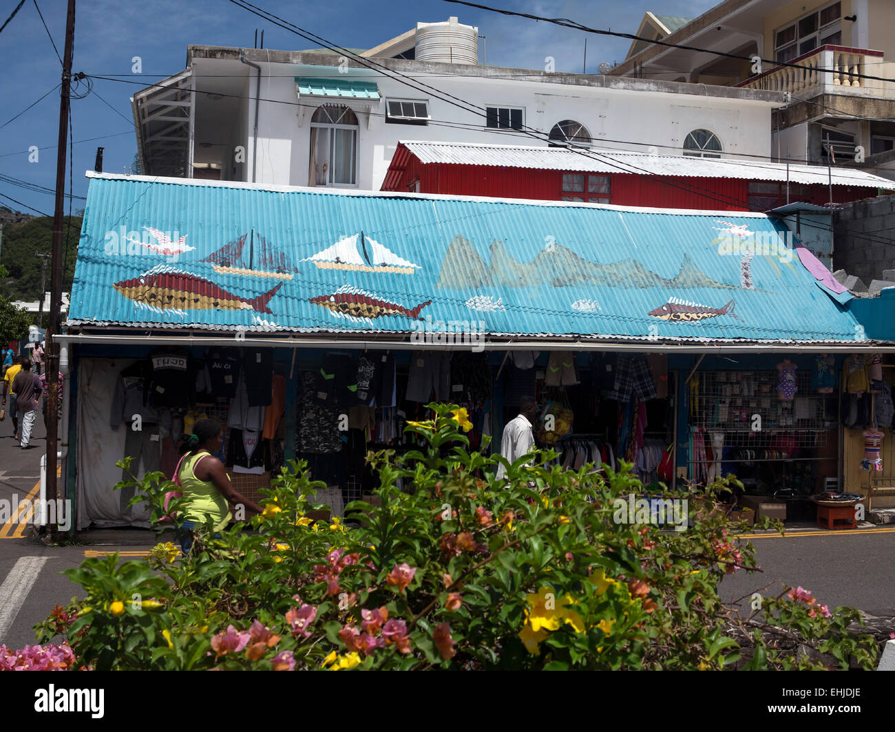 RODRIGUES, ISLAND, PORT MATHURIN, PAINTED WALL, MAURITIUS Stock Photo ...