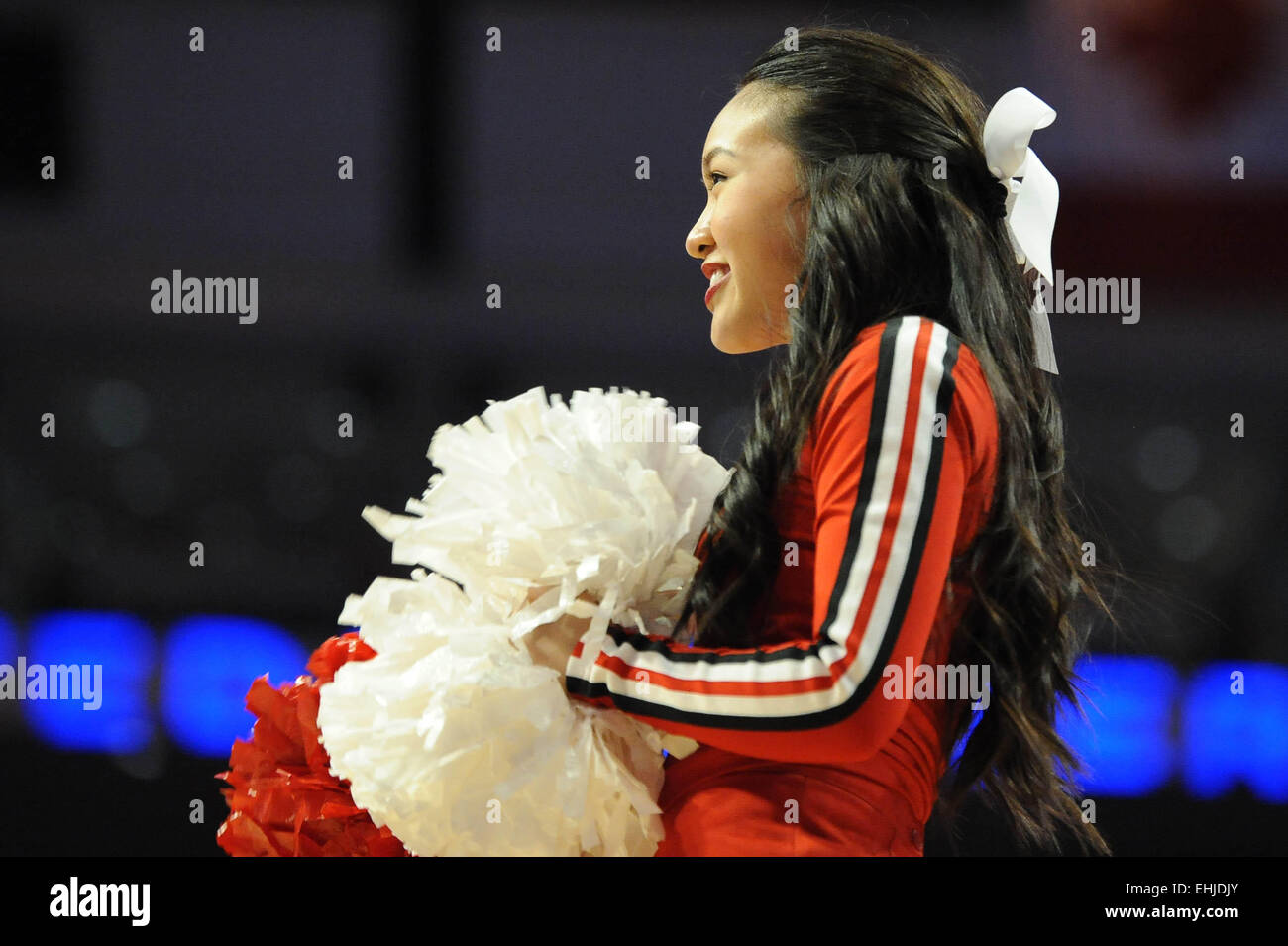 Chicago, IL, USA. 14th Mar, 2015. Wisconsin Badgers cheerleader in action before the first half during the 2015 Big Ten Men's Basketball Tournament game between the Wisconsin Badgers and the Purdue Boilermakers at the United Center in Chicago, IL. Patrick Gorski/CSM/Alamy Live News Stock Photo