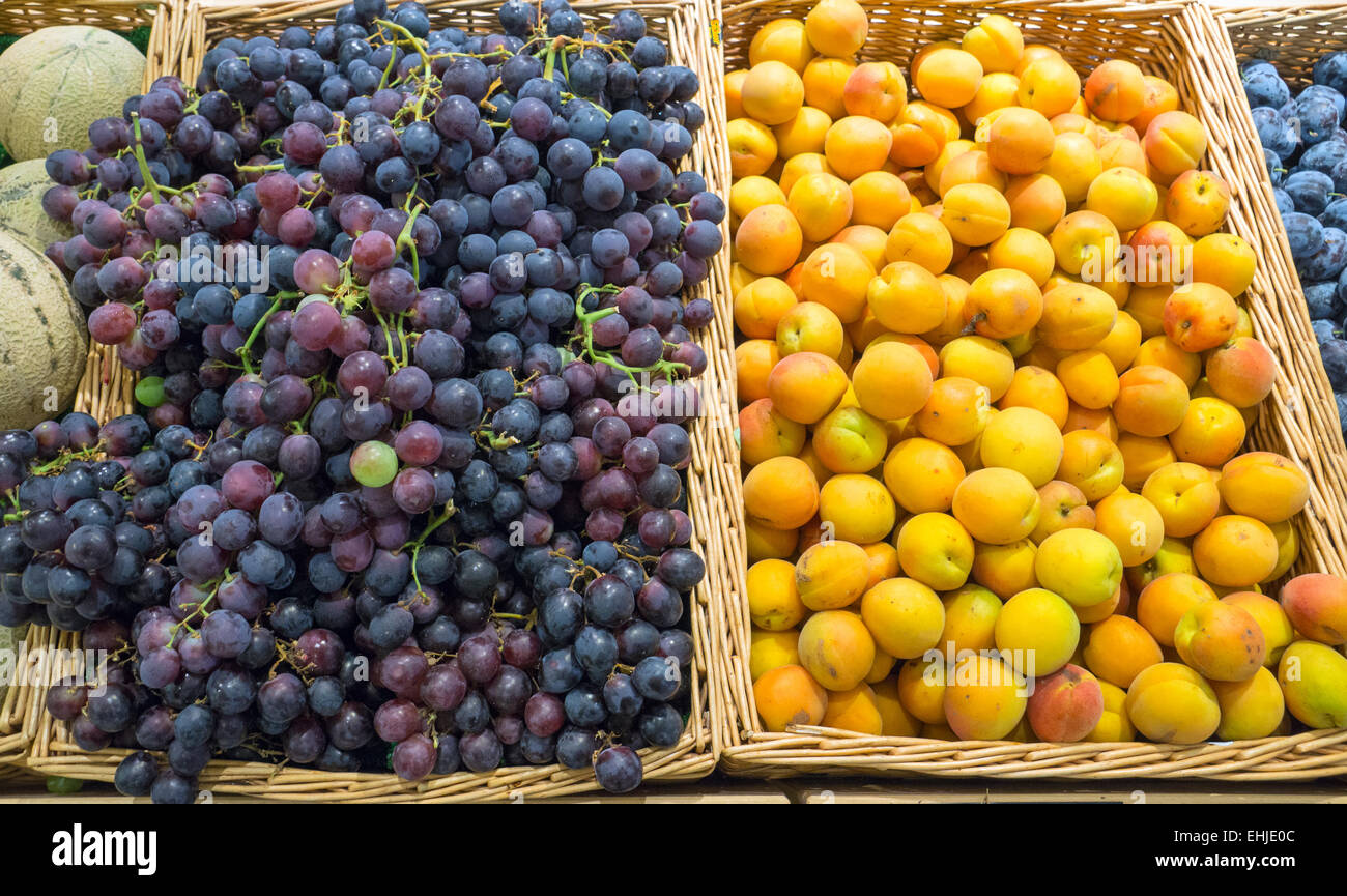 Grapes and yellow plums Stock Photo