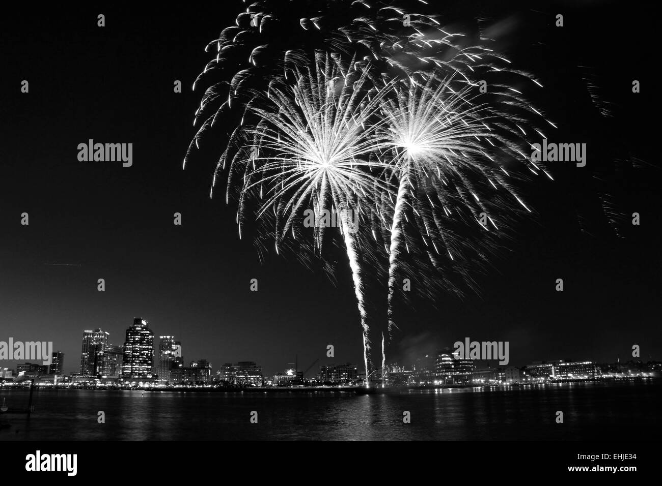 Fireworks during the 4th of July over Baltimore, Maryland Stock Photo