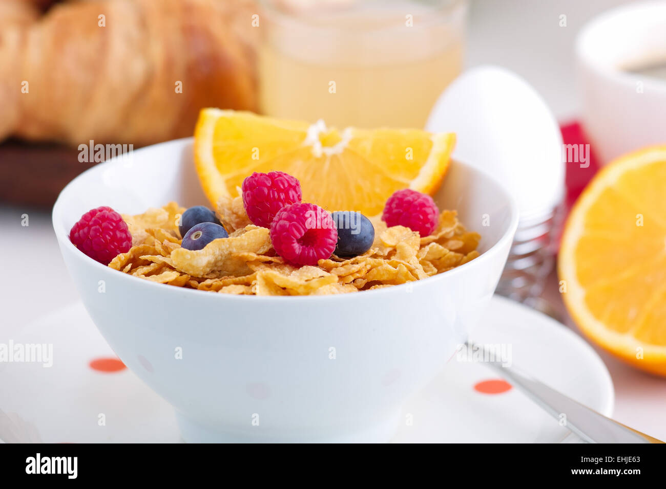 cornflakes with fruits Stock Photo