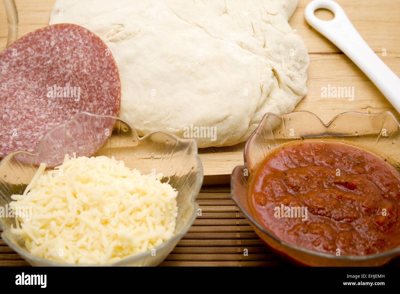 Pizza dough and accessories Stock Photo Alamy