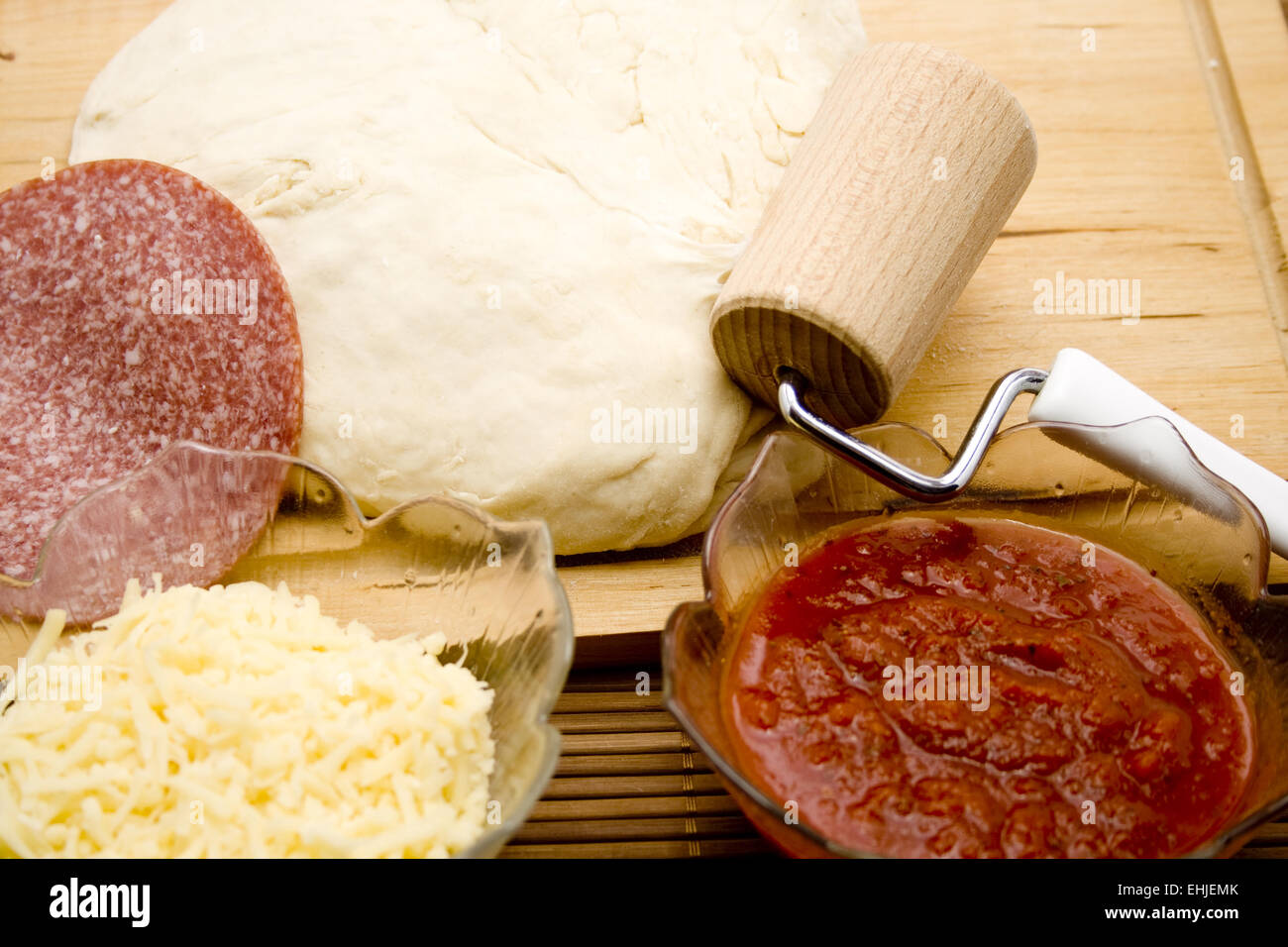 Pizza dough and accessories Stock Photo Alamy