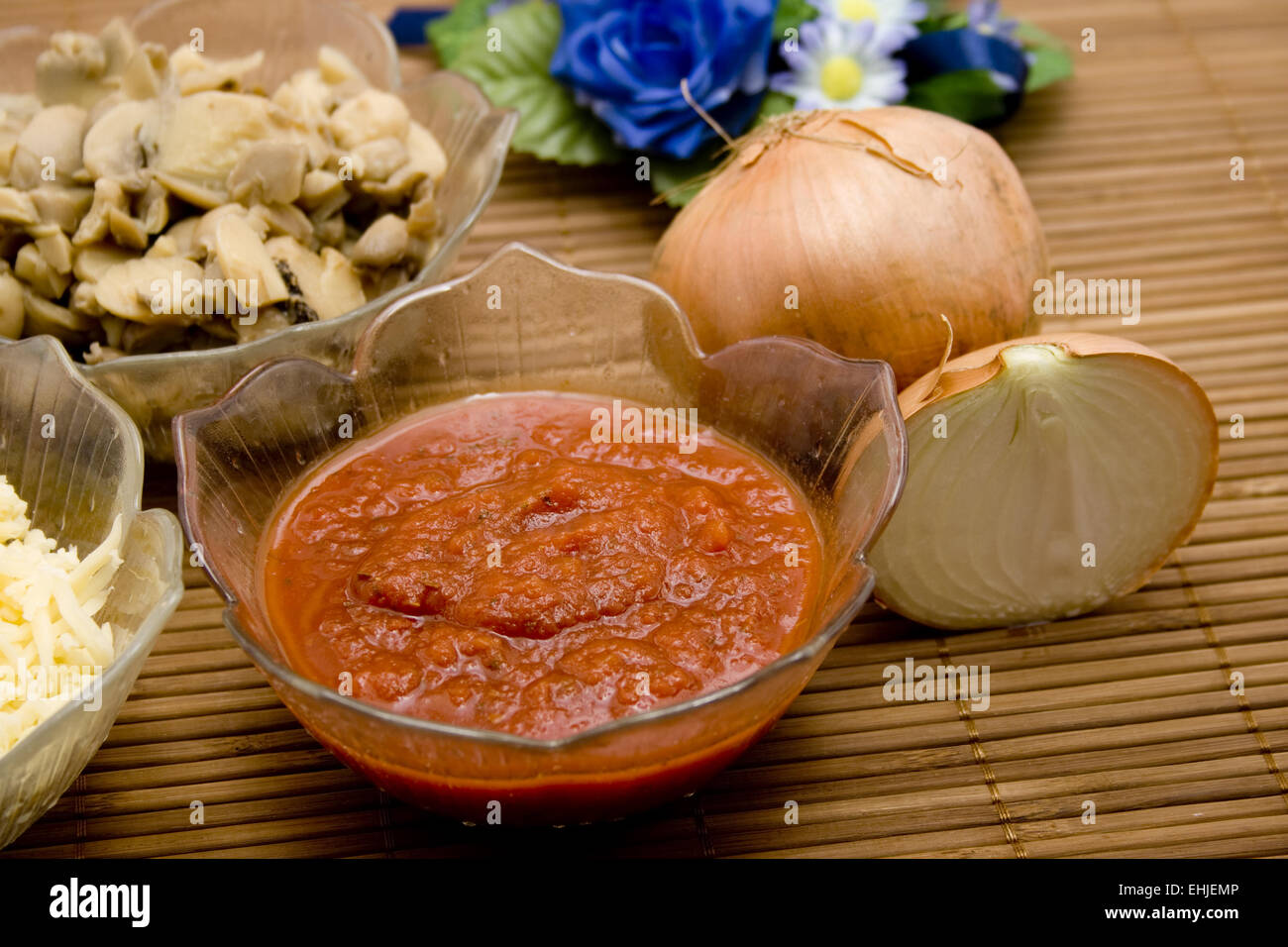 Mushrooms with tomato paste Stock Photo Alamy