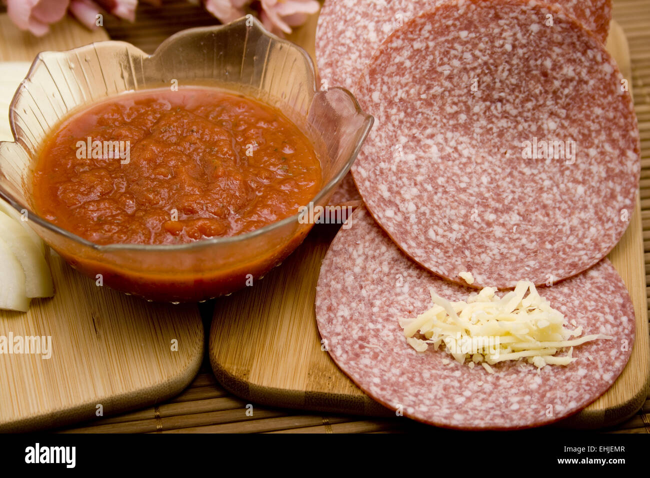 Salami with cheese Stock Photo Alamy