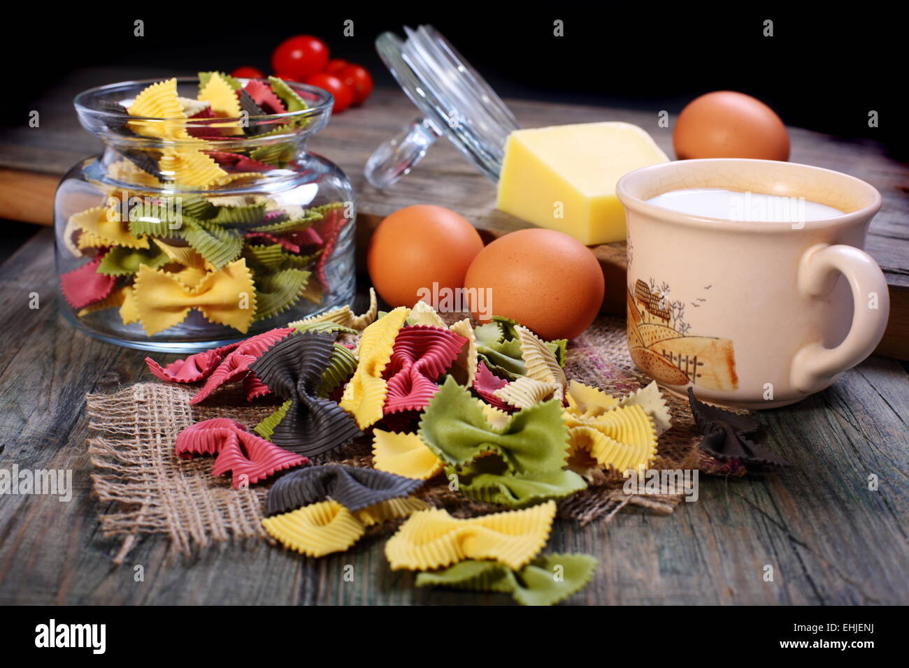 Pasta,eggs,cheese and cream Stock Photo Alamy