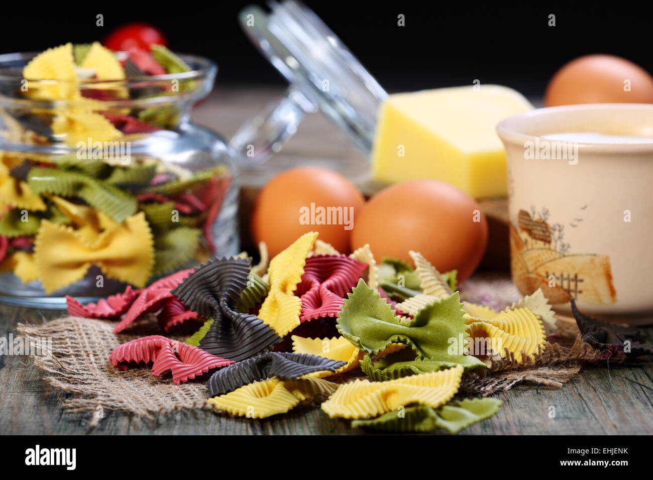 Multi-colored pasta closeup. Stock Photo