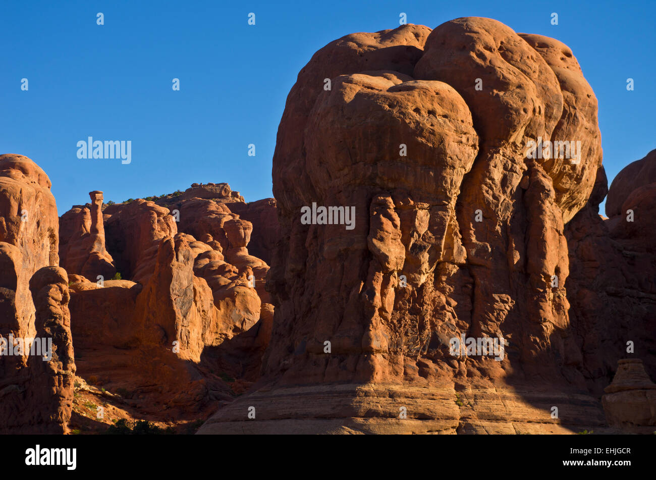 Strange red rock formations in Arches National Park, Utah, United States. Stock Photo