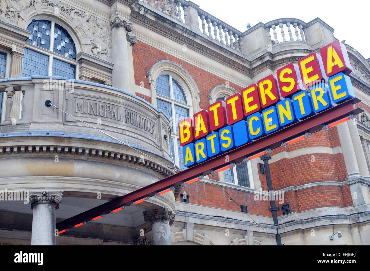 London, UK, 14 March 2015, Fire at Battersea Arts Centre destroys Grand Hall. Originally the Wandsworth Town Hall and built in 1893 it is used as an arts and community centre with theatre and function room. Famous for it's puppetry and innovative theatre it has also hosted many political and social events. Credit:  JOHNNY ARMSTEAD/Alamy Live News Stock Photo