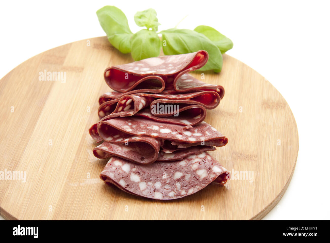 Blood sausage with basil Stock Photo