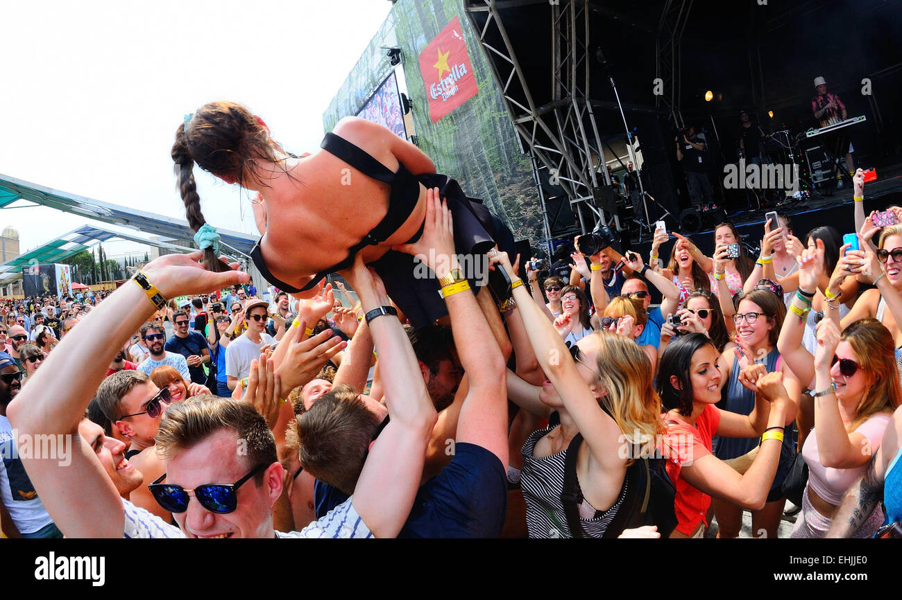 BARCELONA - JUN 12: MO (Danish singer and songwriter signed to Sony Music Entertainment) performance at Sonar Festival. Stock Photo