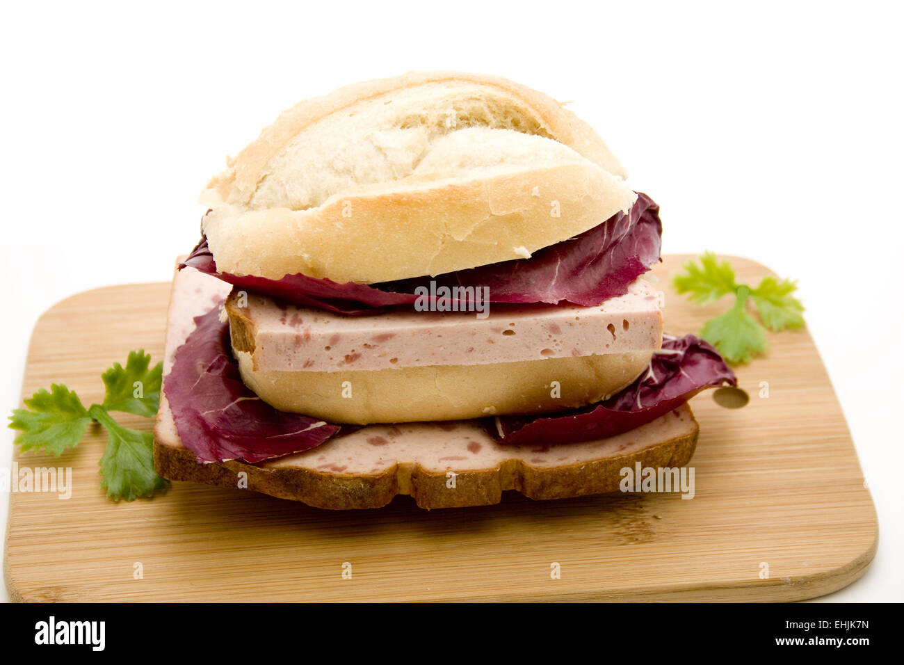 Bread rolls with liver cheese Stock Photo
