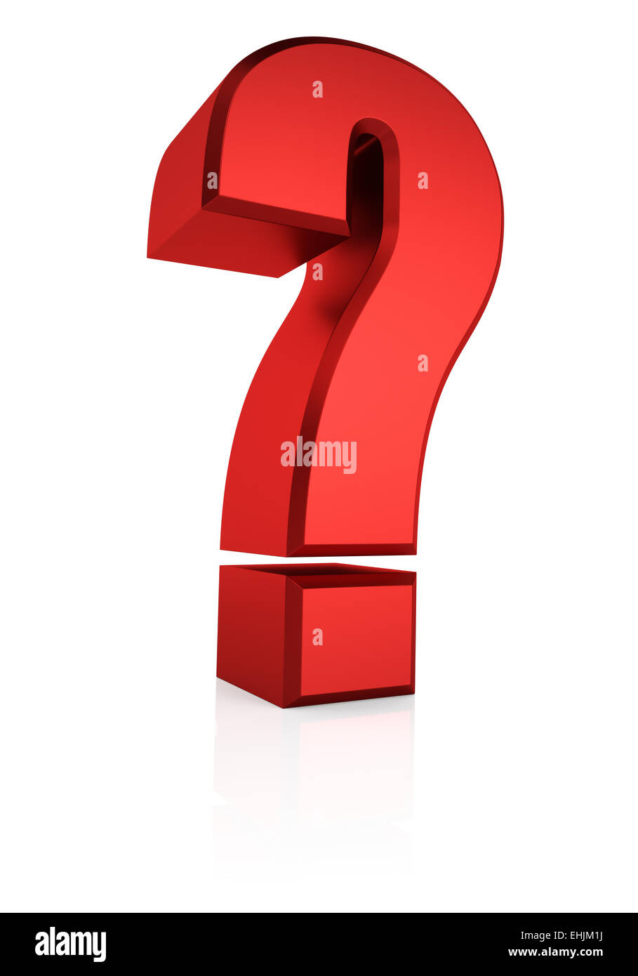 Red question mark isolated on white background. 3d render Stock Photo