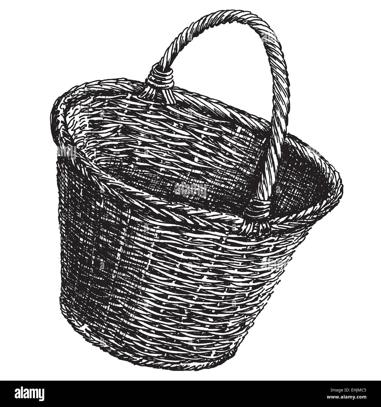 wicker basket on a white background. sketch Stock Photo