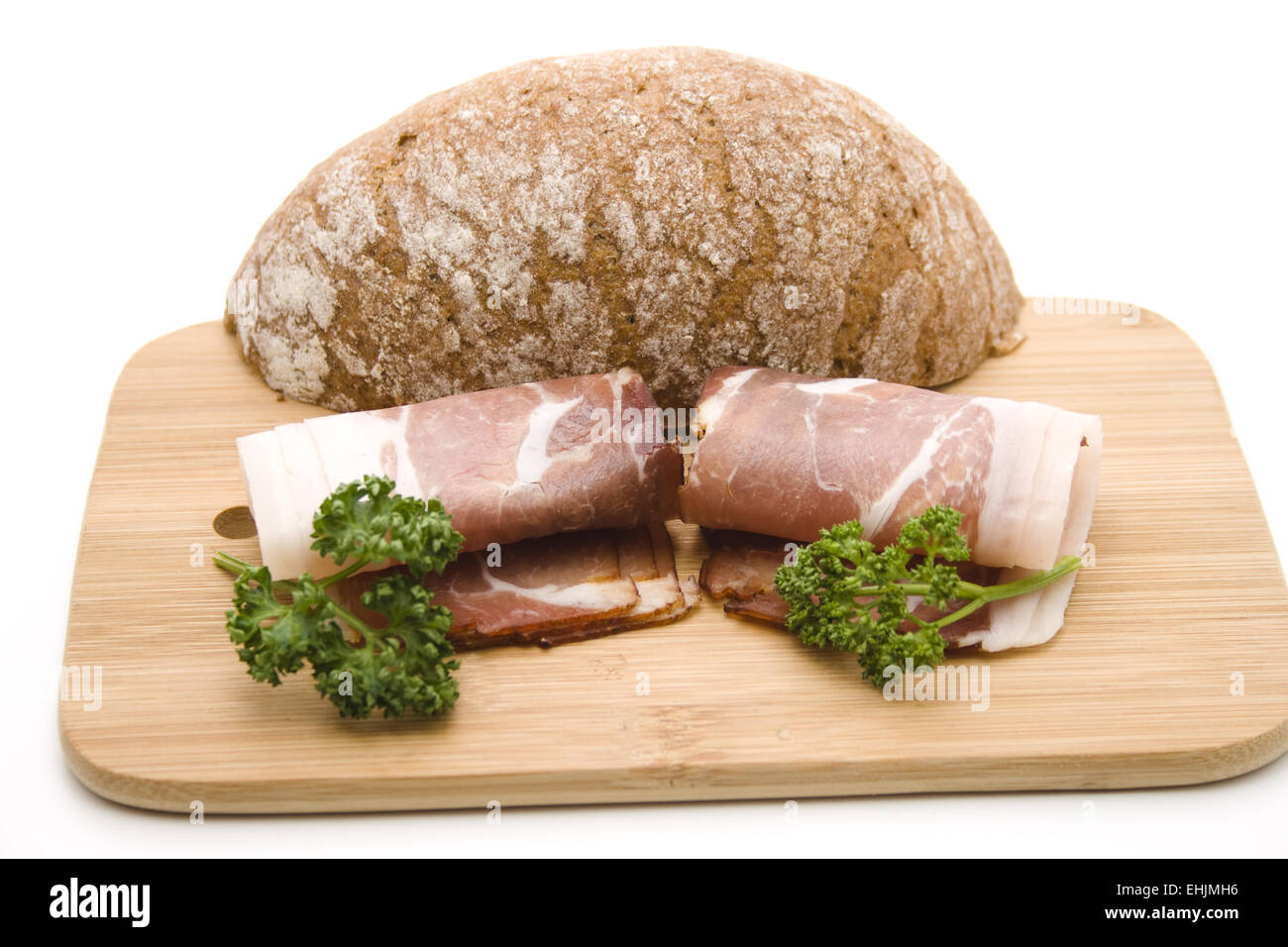 Ham with bread Stock Photo