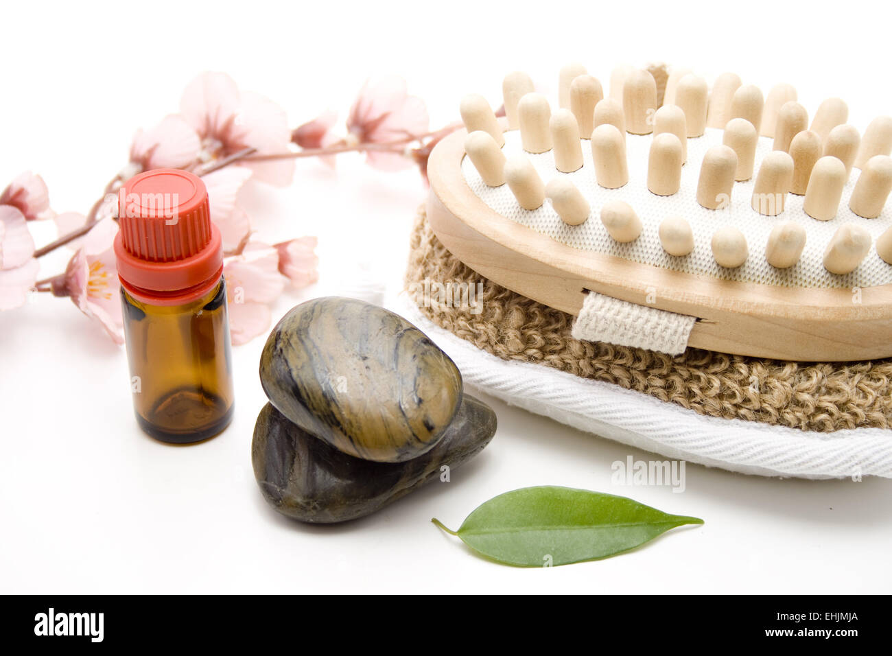 Massage brush with smell oil Stock Photo