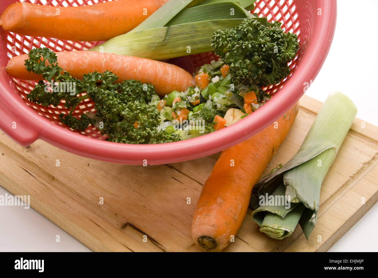 Soup vegetables in the sieve Stock Photo