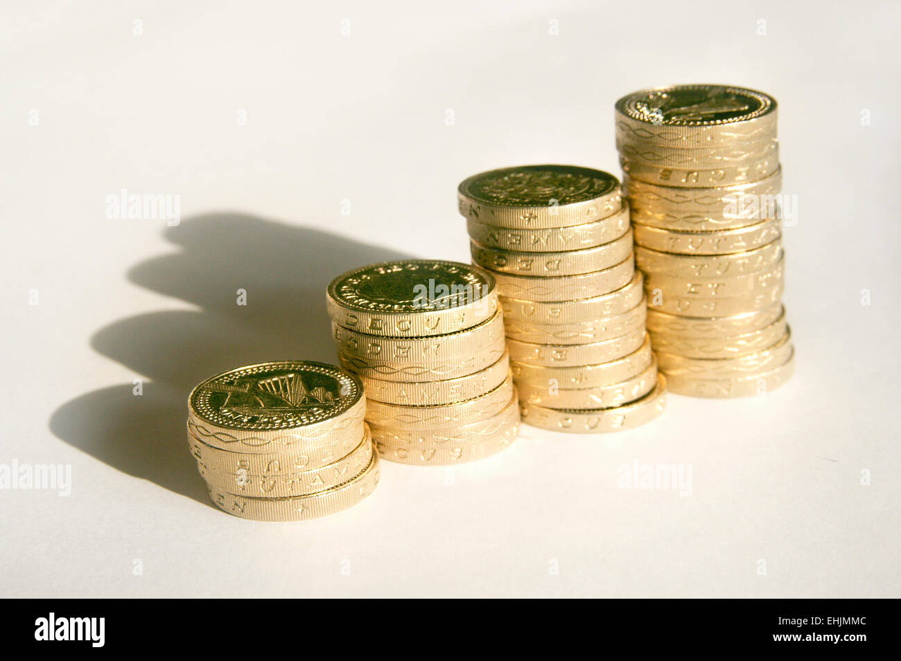 cash sterling pound coins uk england savings save economy economics inflation Stock Photo