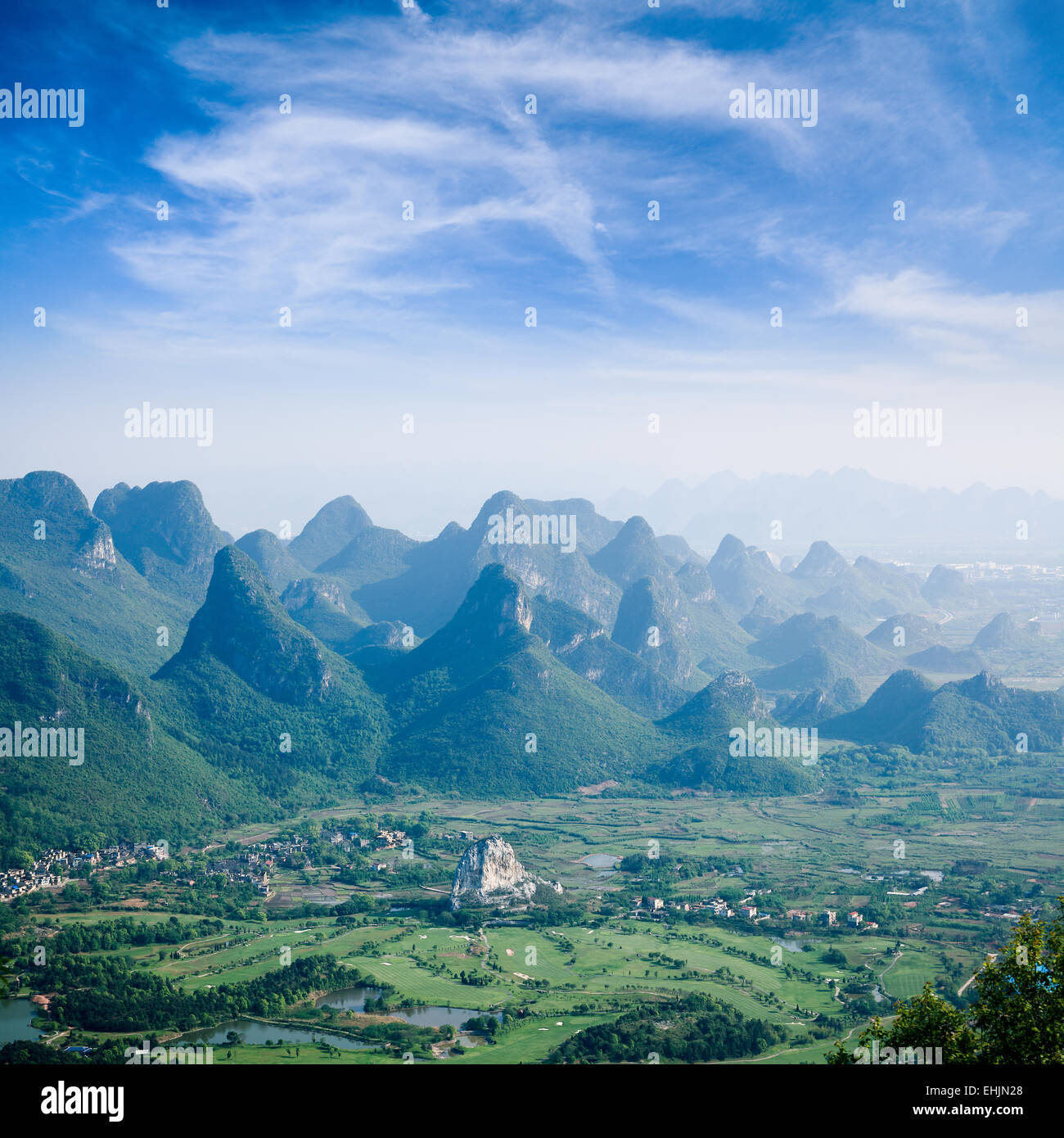 guilin hills,beautiful karst mountain landscape Stock Photo