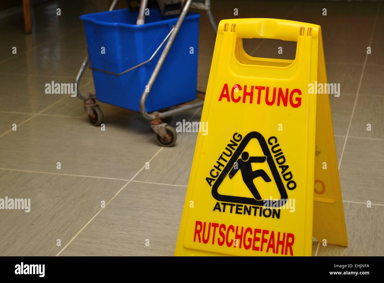Warning sign for cleaning Stock Photo
